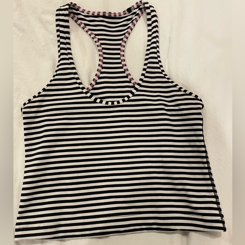 Black and white striped lululemon tank top